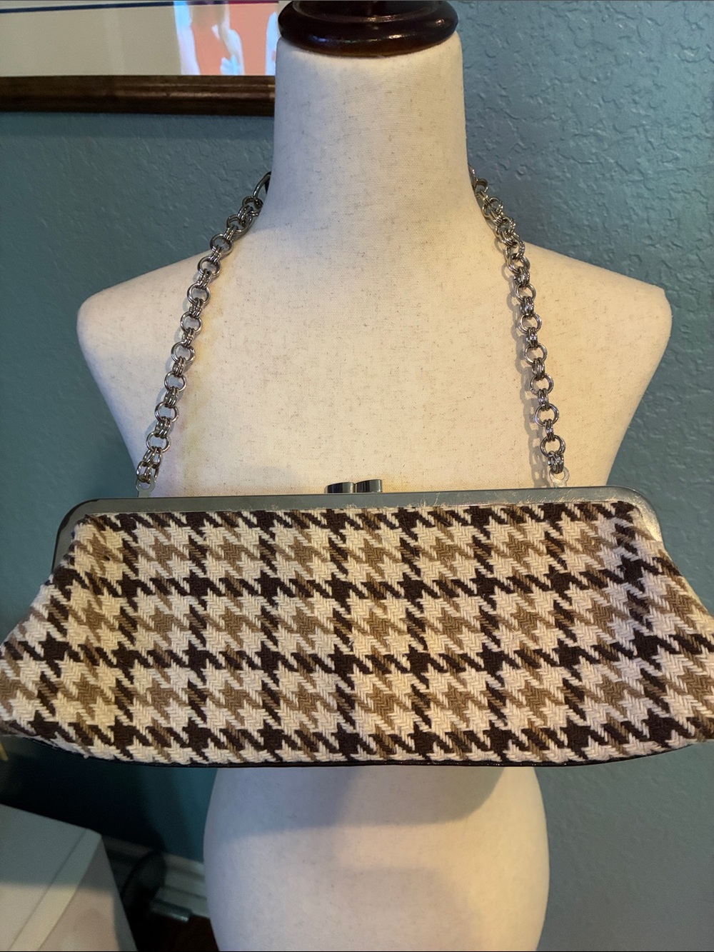 Apt. 9 Brown & Cream Houndstooth Chain-Handle Clutch